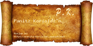 Panitz Koriolán névjegykártya